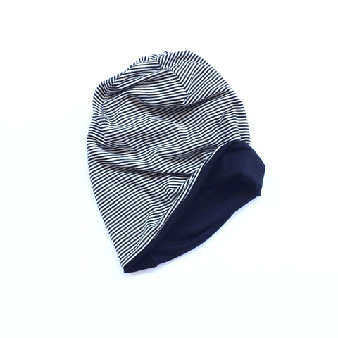 Reversible Slouchy Beanie- Marled Grey & Solid Charcoal Grey